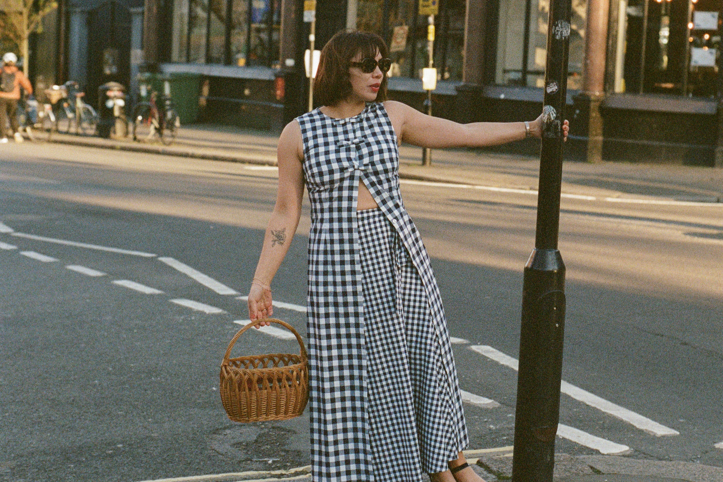 Navy gingham dress UK