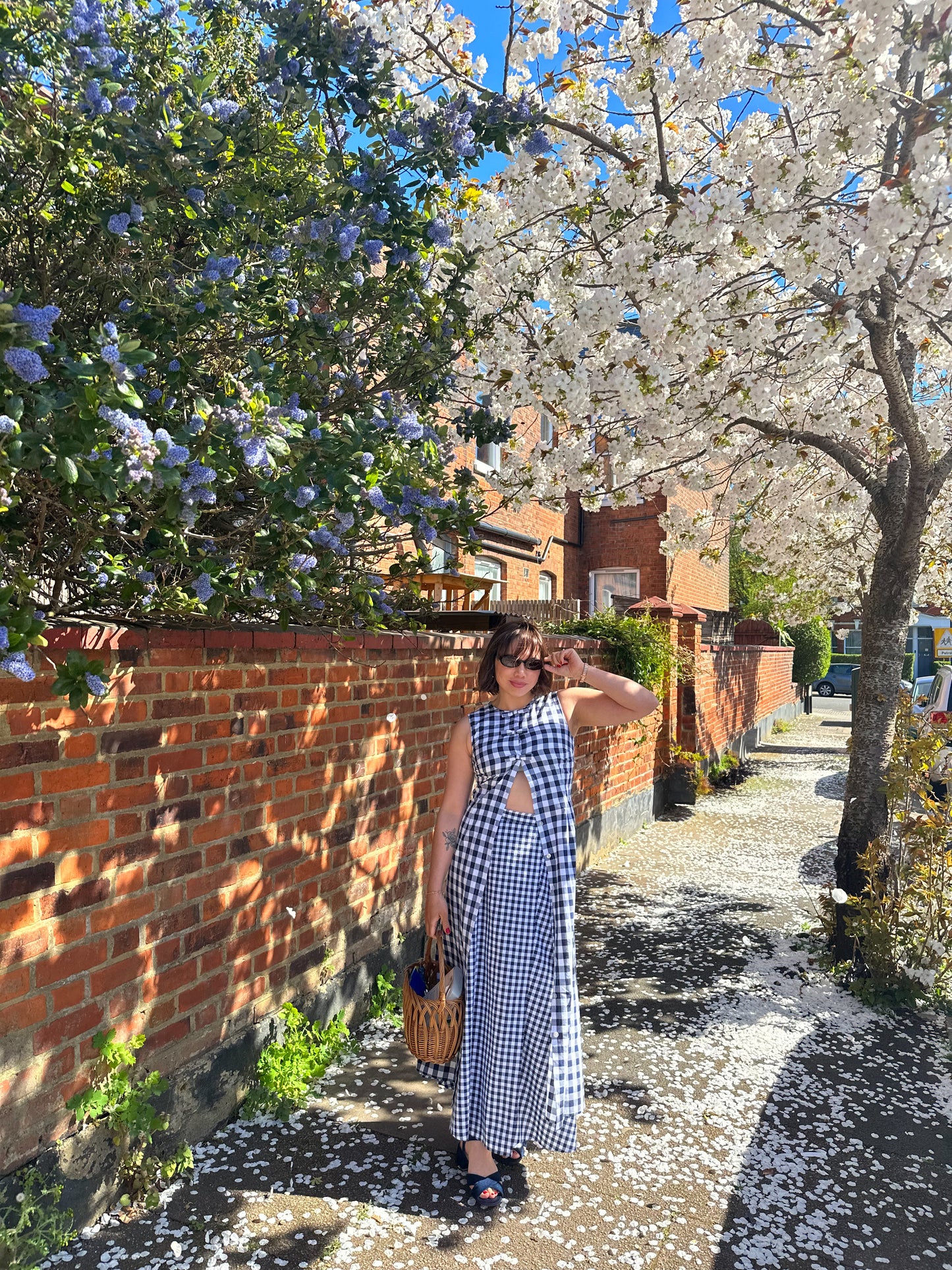 Rosalie 2-in-1 Navy Blue Gingham Maxi Dress and Top