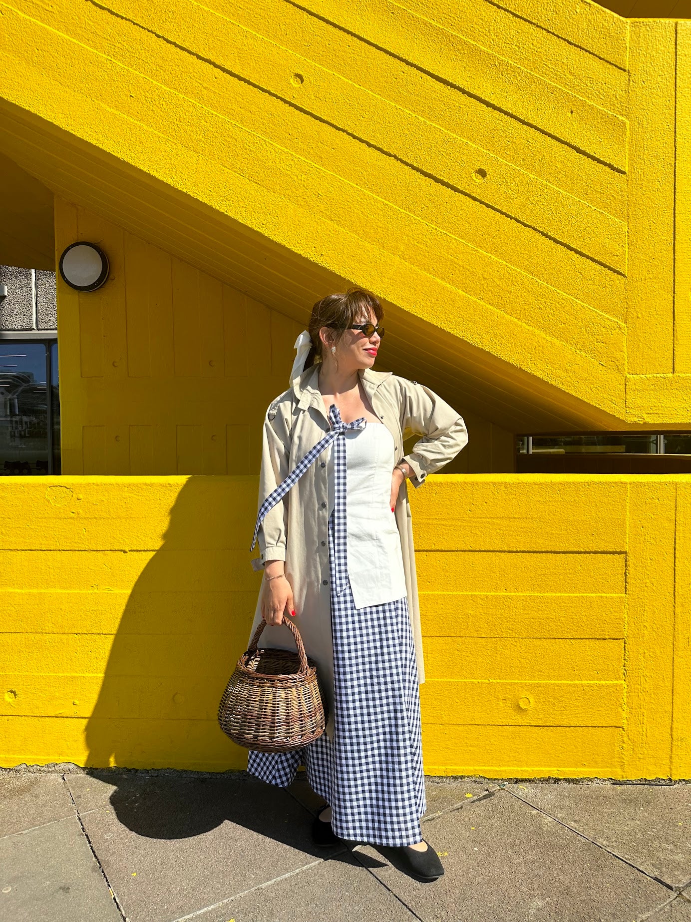 Simone Gingham Navy Blue Maxi-Length Wrap Skirt
