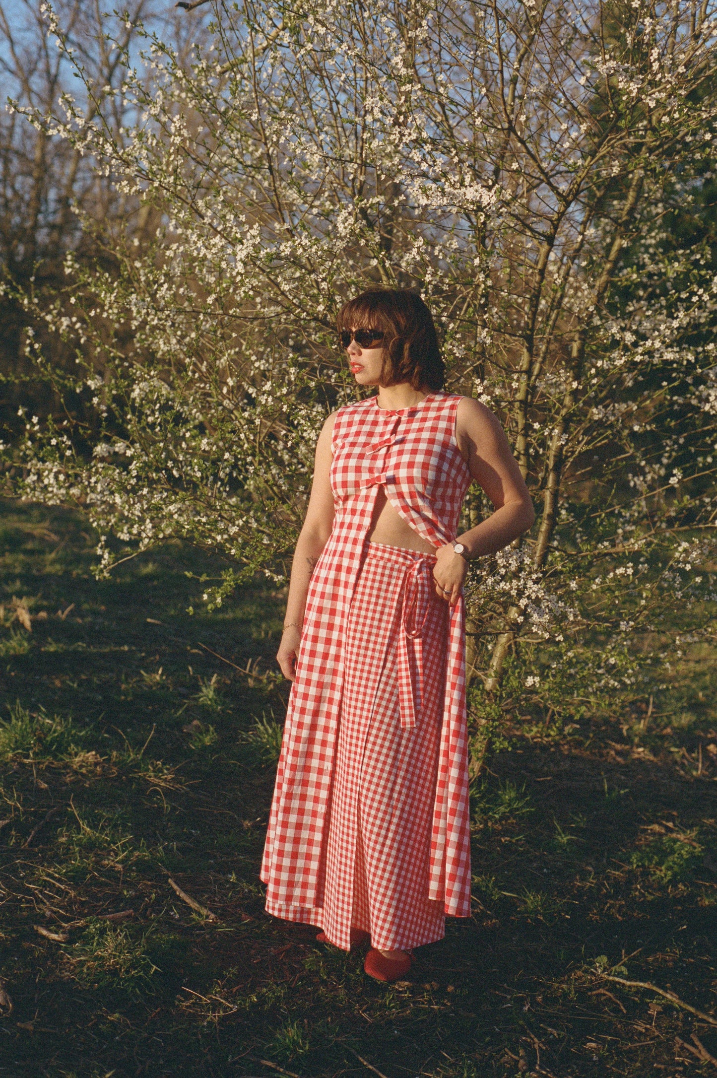 Rosalie 2-in-1 Red Gingham Maxi Dress and Top