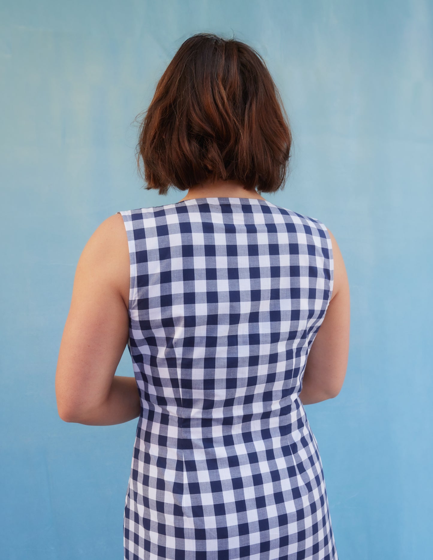 Rosalie 2-in-1 Navy Blue Gingham Maxi Dress and Top