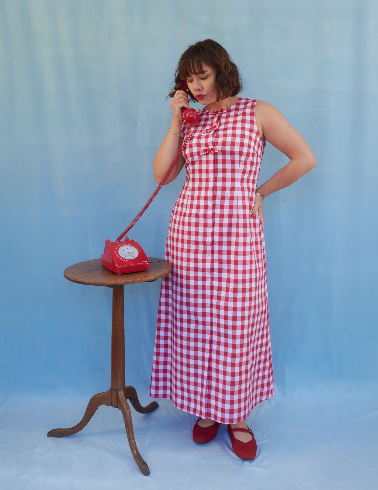 Rosalie 2-in-1 Red Gingham Maxi Dress and Top
